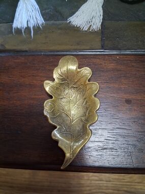 Vintage Brass Oak Leaf Trinket Dish/Ashtray